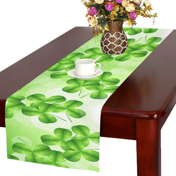 Patrick's Day Green Plaid Truck Full of Shamrock Washable Table Mats Set of 6 and Runner Home Dining Table Decor for Indoor & Outdoor MuswannaA Placemats and Table Runner Set for Dining Table St 